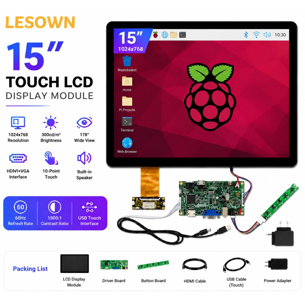 Arcade X - LESOWN 15인치 1024x768 10포인트 터치 LCD